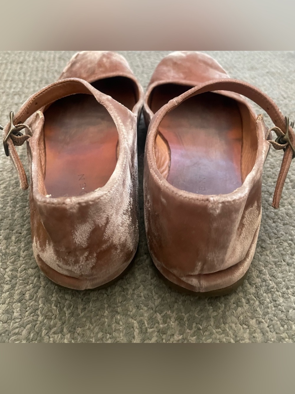 DOEN Women’s Mary Jane Blush Pink Velvet Ballet Flats - Picture 6 of 11